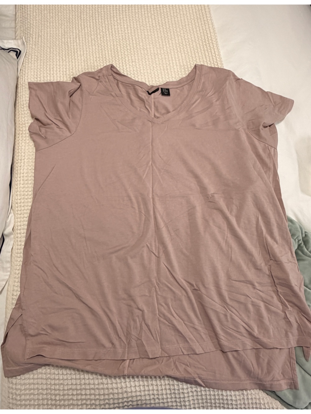 Tahari Short Sleeve Crew Neck Tee - Mauve Pink